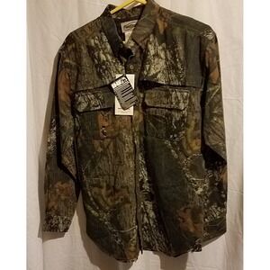 New Mossy Oak Camouflage Button Up Long Sleeve Shirt Mens Size‎ M FieldStaff